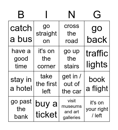 In the City Bingo Card