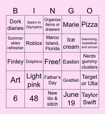 Skylar’s Birthday Bingo! Bingo Card