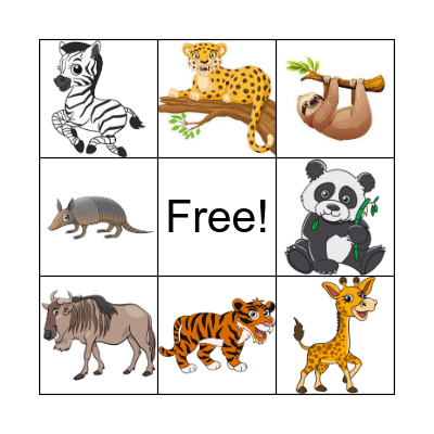 Wild Animal Bingo Card