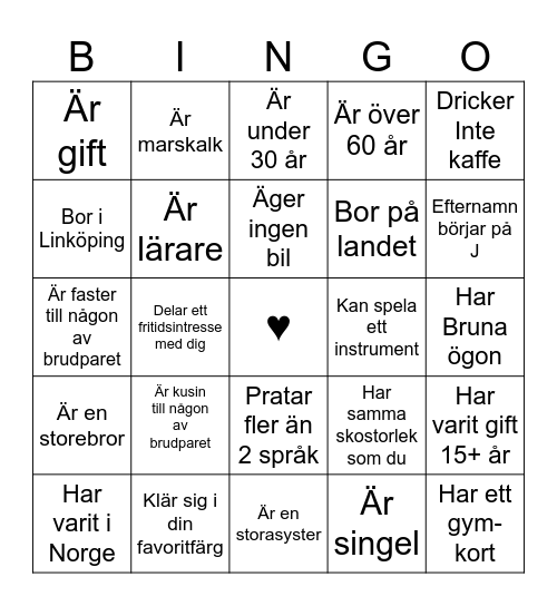 Hitta en gäst som... Bingo Card
