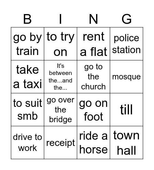 In the City Bingo Card