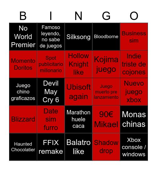 E3N´T 2025 Bingo Card