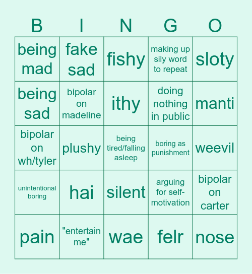 kopy bingo Card
