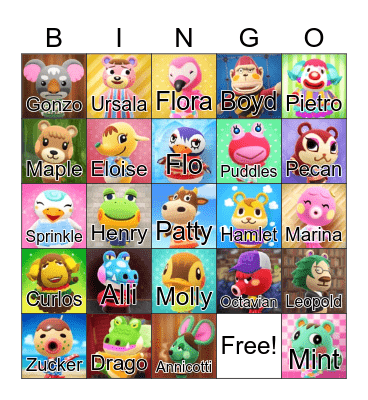 Animal Crossing Bingo Card