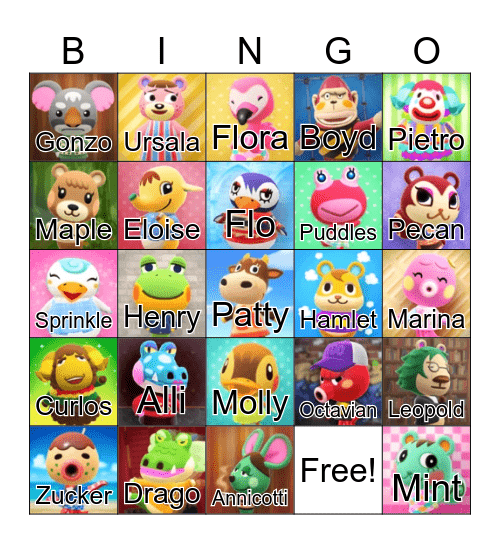 Animal Crossing Bingo Card