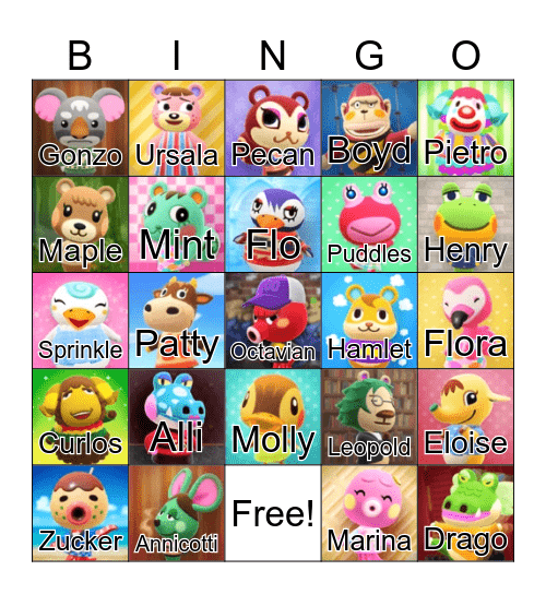 Animal Crossing Bingo Card