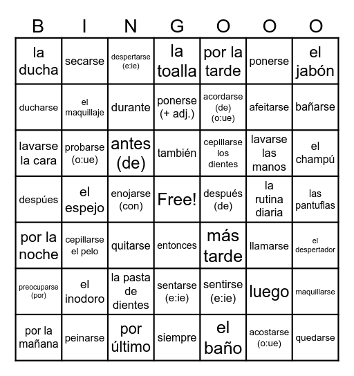 Senderos 2 - Lección 1 Bingo Card