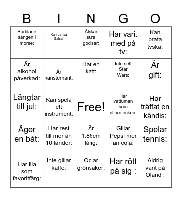 Hitta någon som Bingo Card