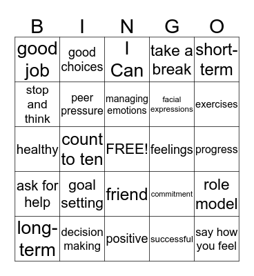 Barbour Family Resourse Network Bingo Card