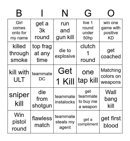 Valorant Bingo :) Bingo Card