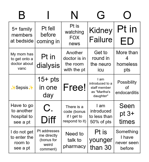 Yippee bingo Card