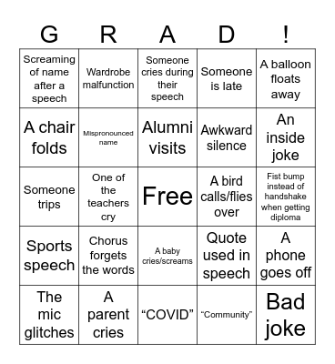 Graduation bingo Card