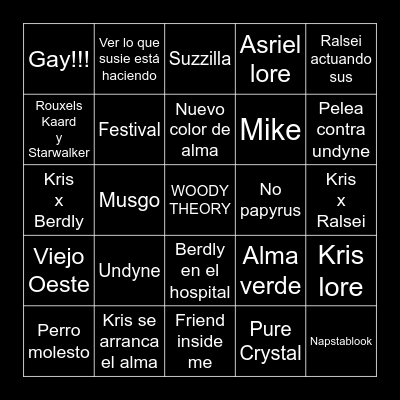 Deltarune Chapter 3 Bingo Card