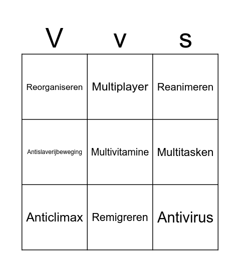 Voorvoegsel Bingo Card