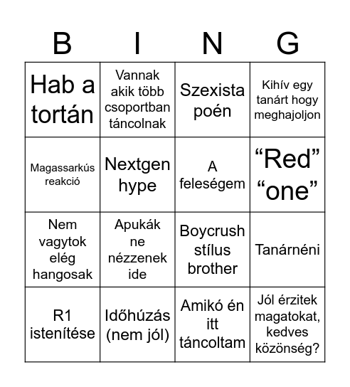 Idegesítő faszi Bingo Card