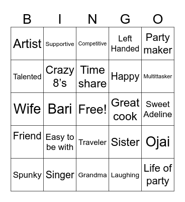 Bernie & Judy birthday!! Bingo Card