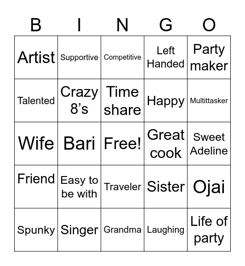 Bernie & Judy birthday!! Bingo Card