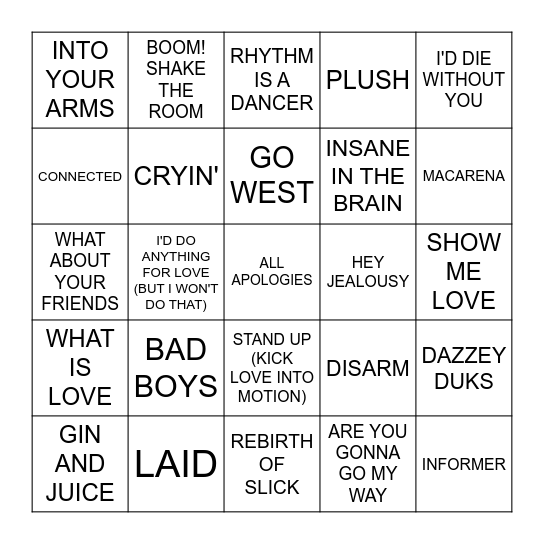 BEST OF 1993 Bingo Card