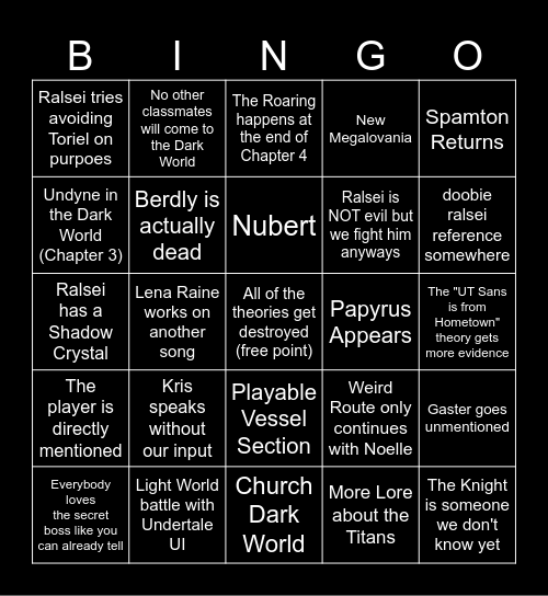 DELTARUNE 3-4 Bingo Card