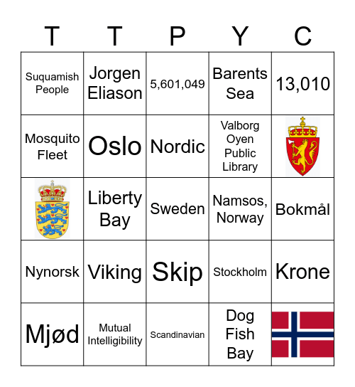 Poulsbo & Norway Bingo Card