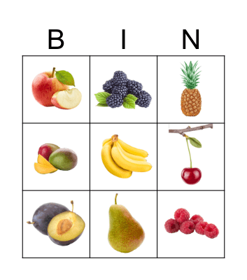Fruit Bingo Card