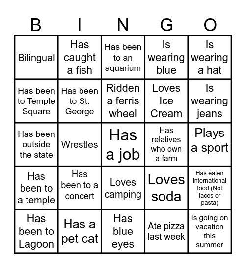 Find Someone Who... Bingo Card
