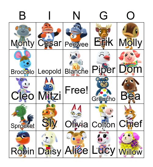 Animal Crossing Bingo Card