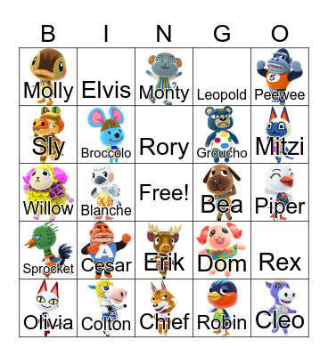 Animal Crossing Bingo Card