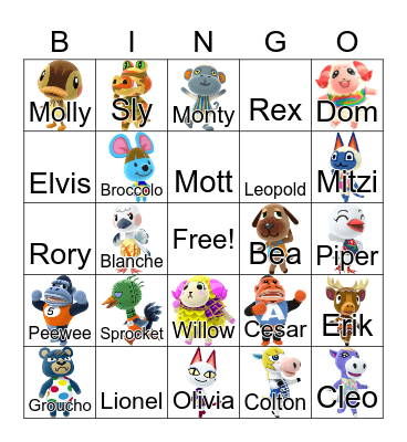 Animal Crossing Bingo Card