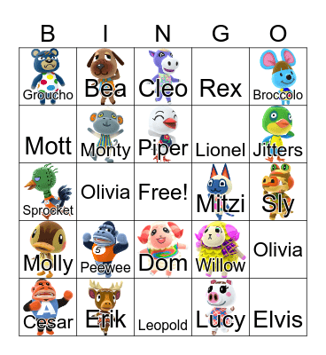 Animal Crossing Bingo Card