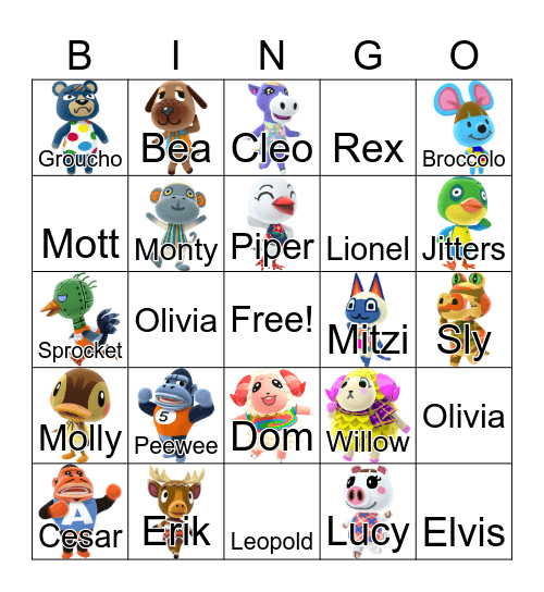Animal Crossing Bingo Card