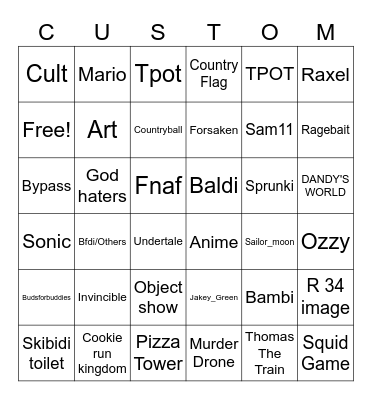 Custom image rp (version of 2025) Bingo Card