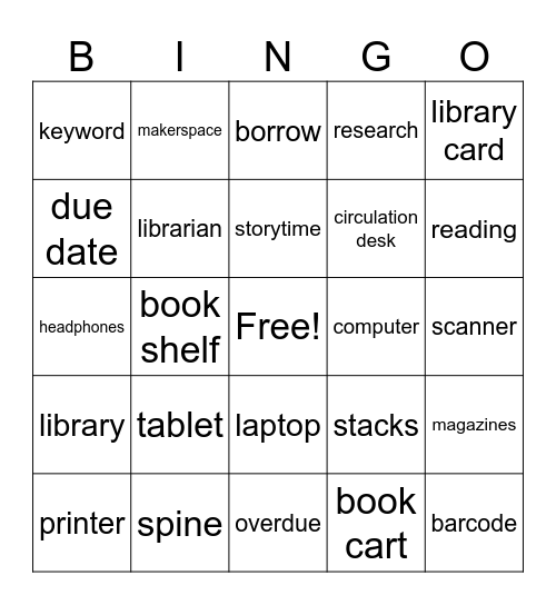 Library Bingo Card
