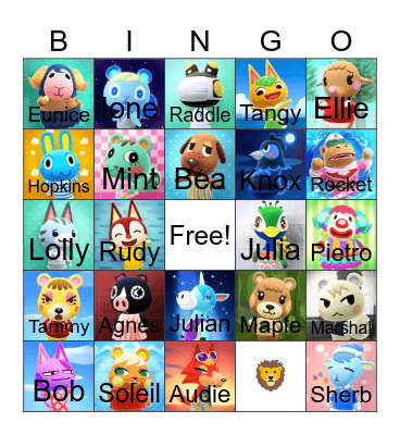 Animal Crossing Bingo Card