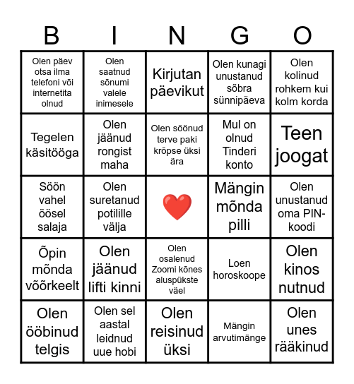 Sünnipäeva bingo Card