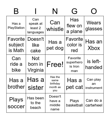 Find Someone Who... Bingo Card