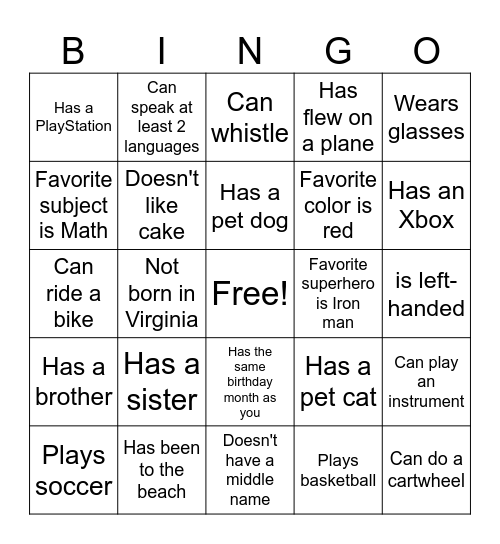 Find Someone Who... Bingo Card