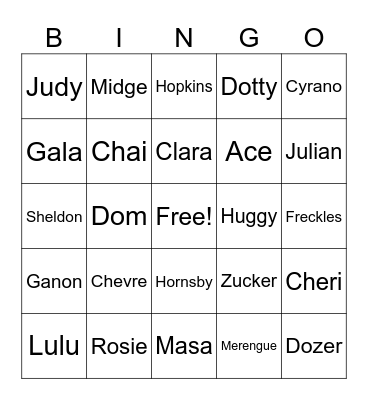 Animal Crossing Bingo Card