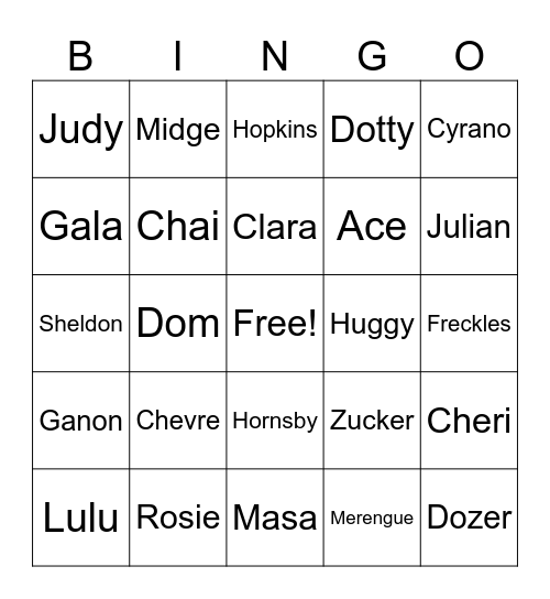 Animal Crossing Bingo Card