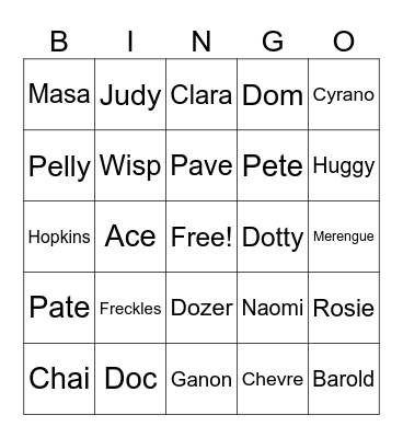 Animal Crossing Bingo Card