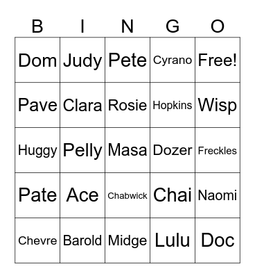 Animal Crossing Bingo Card