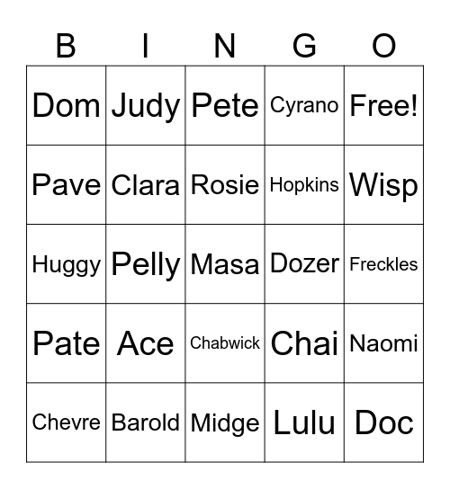 Animal Crossing Bingo Card