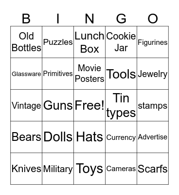 Miss Ellie's Antiques,  Bingo Card