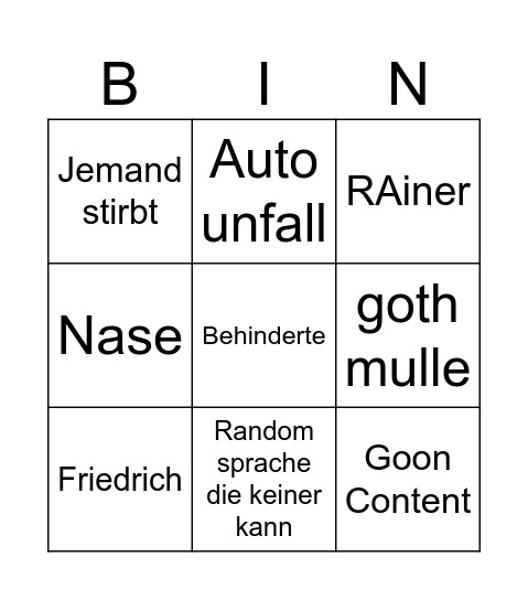tiktok Bingo Card