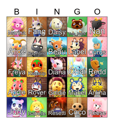 Animal Crossing Bingo Card