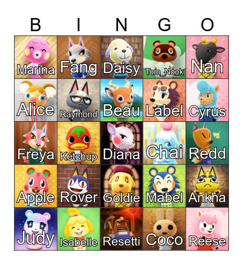 Animal Crossing Bingo Card