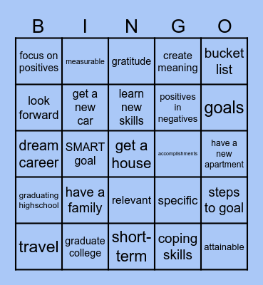 Emotion Regulation Bingo Card