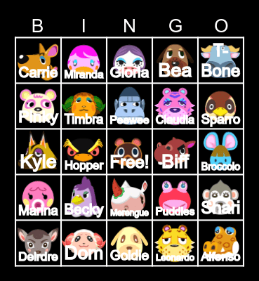 Animal Crossing Bingo Card