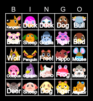 Animal Crossing Bingo Card