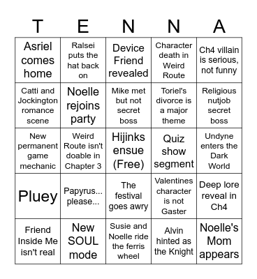 Deltarune 3+4 Bingo Card